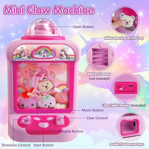 TingingYuli Unicorn Claw Machine for Kids with 20 Mini Plush Toys A89103