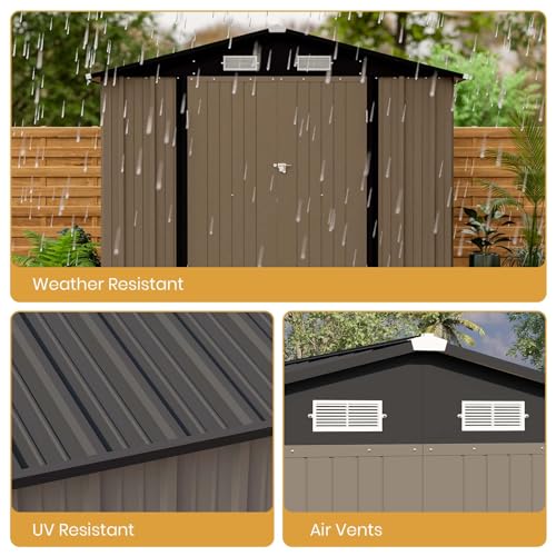 Patiowell 5x3 FT Outdoor Storage Shed with Sloping Roof and Lockable Door, Brown L4971