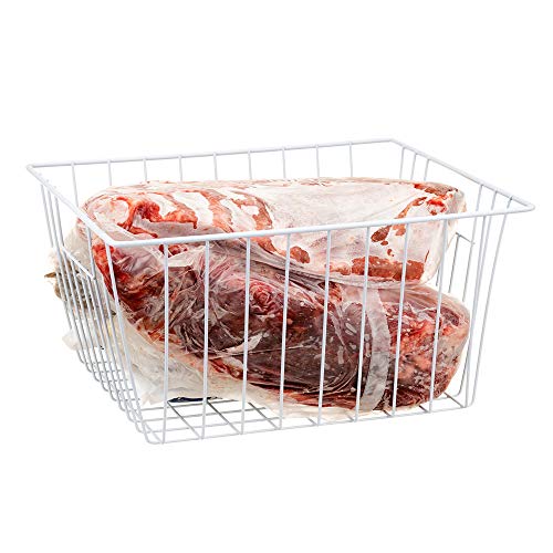 16" Upright Freezer Organizer Baskets, Wire Storage Bins, White, Set of 6 V556519