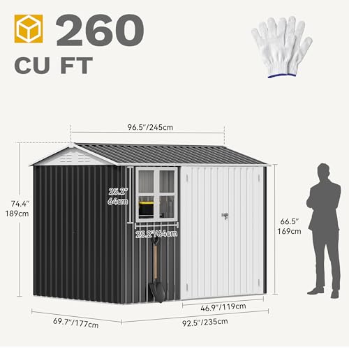 DWVO 6x4ft Metal Storage Shed for Outdoors, Dark Gray T6985