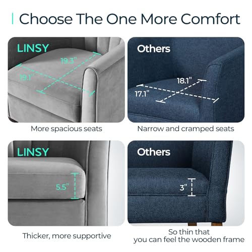 LINSY Accent Chair with Ottoman, Velvet, Olive Green C653