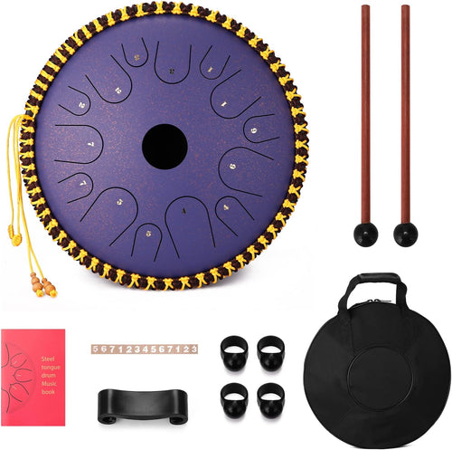 14 inch 14-Tone Carbon Steel Tongue Drum C-Key Hand Pan Drums with Drumsticks Percussion Musical Instruments
