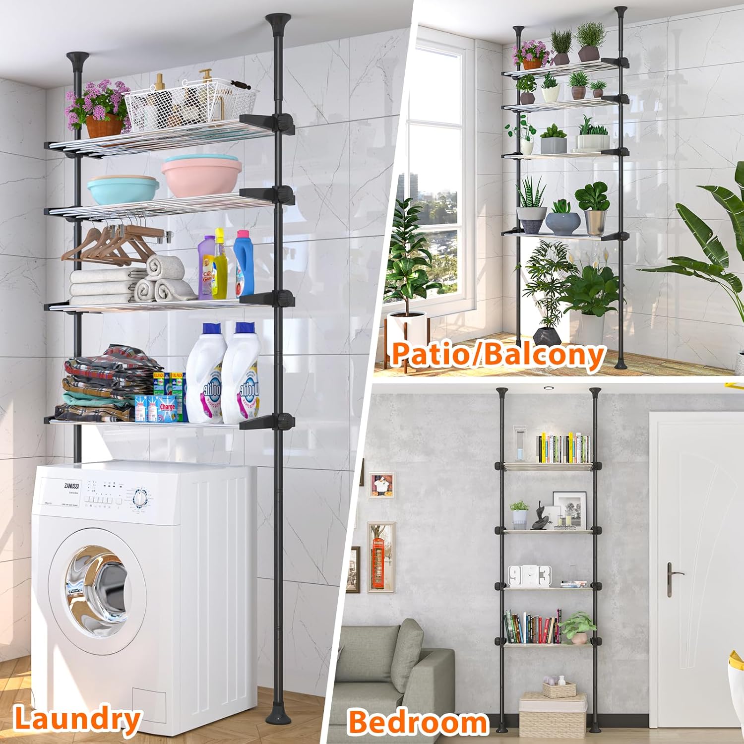 Bathroom Over The Toilet Storage, 4-Tier Adjustable Metal Shelving J3818