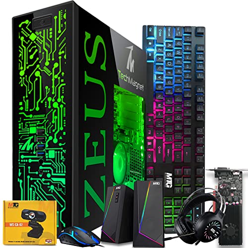 TechMagnet Gaming Desktop PC, Intel i7 6th Gen, Zeus Pro 4, GT 1030, 8GB RAM ARGB, 1TB SSD + 4TB HDD, 22 Inch Monitor, Wi-Fi | Bluetooth Adapter, Webcam, RGB Kit, Win 10 Pro (Renewed)