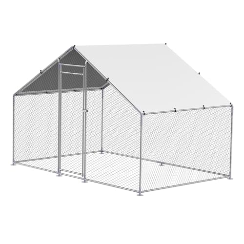 VEVOR Large Metal Chicken Coop with Run, Walk-in Outdoor Poultry Pen W388