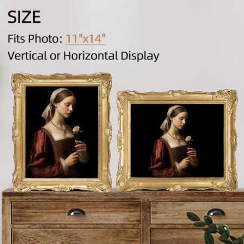 Vintage 8x10 Picture Frame with Glass Front, Antique Retro Photo Frame for Wall or Tabletop, Silver N745