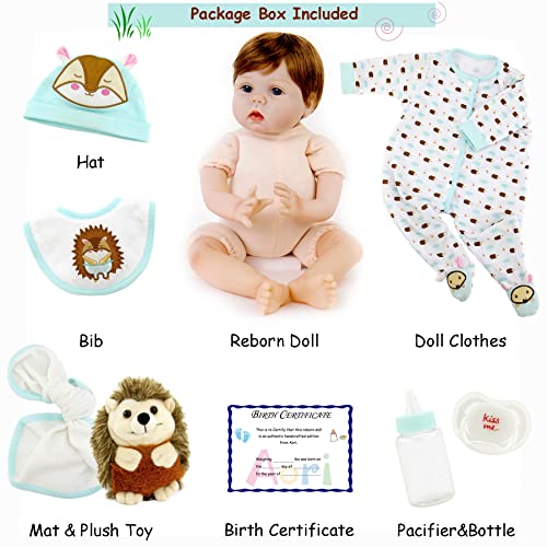 Aori Reborn Baby Dolls Boy 22 Inch Realistic Newborn Doll with Teddy Toy Q5061