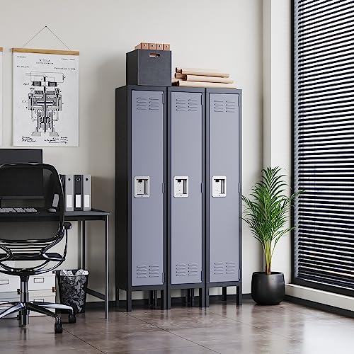 Letaya Metal Lockers 5 Doors 66" Tall Steel Storage Cabinet Gray G40479