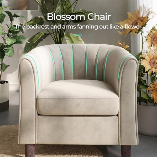 LINSY Accent Chair with Ottoman, Velvet, Olive Green C653