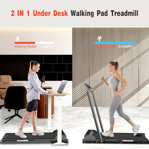 2 in 1 Walking Pad Treadmill with Handle Bar, 2.5HP Portable Folding for Home Office Z802