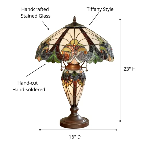 Touch of Class Clavillia Tiffany Style Stained Glass Table Lamp Hunter Green I335