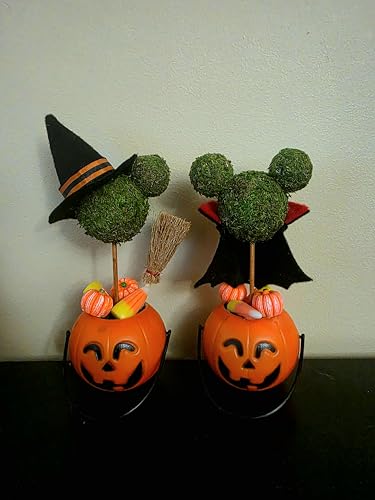 Minnie & Mickey Seasonal Topiary Set, 6 inch, Fall Decor N920