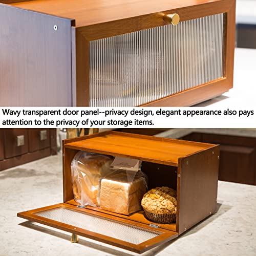 Bamboo Bread Box for Kitchen Countertop with Window, Brown J60645