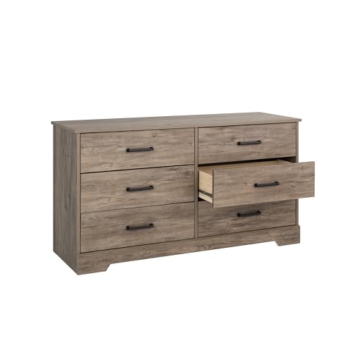 Prepac Rustic Ridge Farmhouse 6-Drawer Double Dresser, Brown X6434
