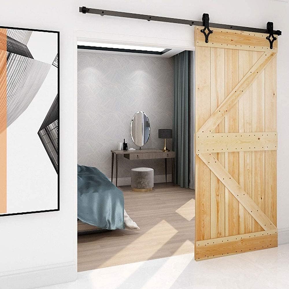 14FT Sliding Barn Door Hardware Kit, Heavy Duty, Black Y9125