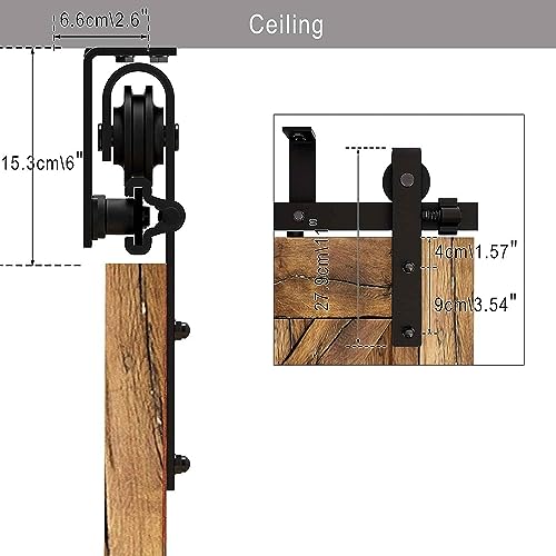 14FT Ceiling Mount Sliding Barn Door Hardware Kit for 42" Double Wood Door Q734445