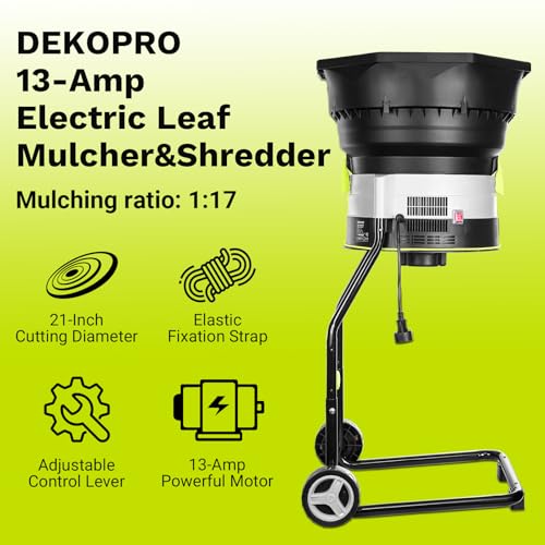 DEKOPRO Electric Leaf Mulcher Shredder 13-Amp 8200RPM Motor with Leaf Scoops S88703