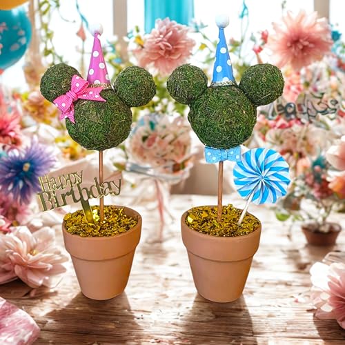 Minnie & Mickey Seasonal Topiary Set, 6 inch, Fall Decor N920