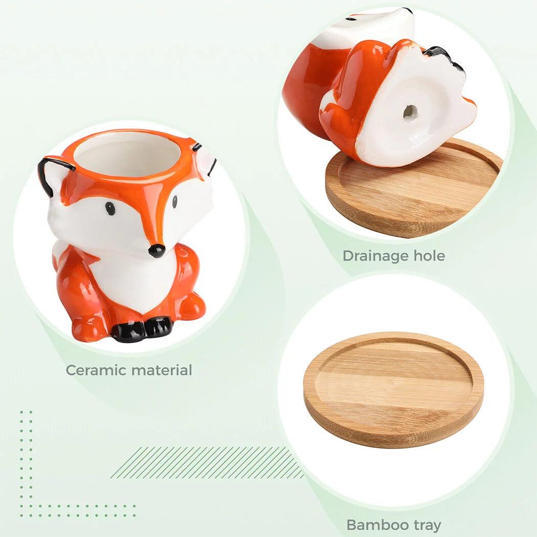 6Pcs Ceramic Succulent Pots with Drainage, Cute Animal Planters for Indoor Decor E166