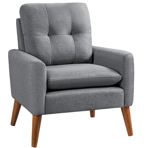 JUMMICO Mid Century Accent Chair with Wood Legs, Pearl White, Set of 2 W90764