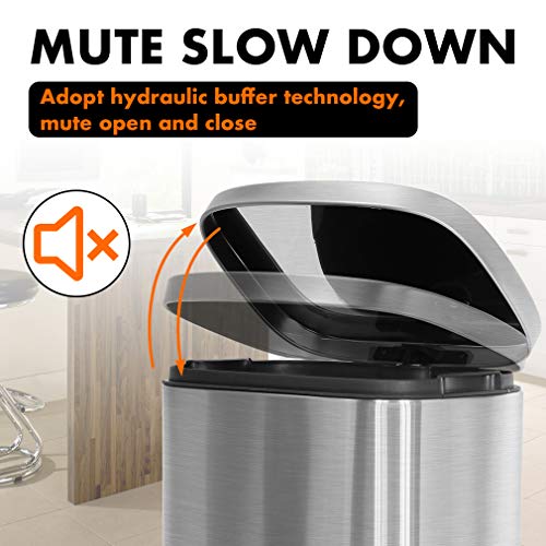 FDW Trash Can 60L Stainless Steel Step Trash Can with Inner Buckets X806667