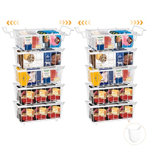 Freezer Organizer Bins, 6 Pack Stackable with Handles, Black S4912