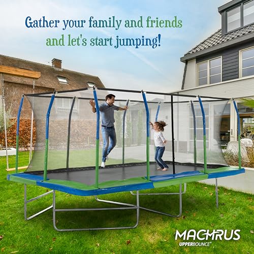 Upper Bounce Rectangle Trampoline with Enclosure, Supports up to 500 lbs E126