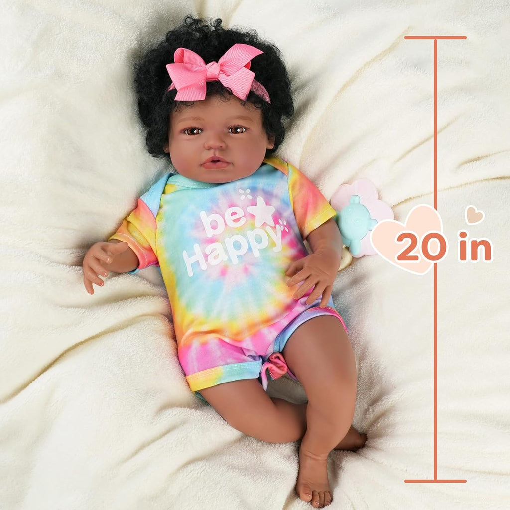 BABESIDE Lifelike Reborn Baby Doll Black Girl 20 Inch Brown Eyes T91924