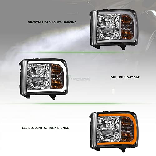 Compatible With Chevy Silverado 1500/2500/3500 HD Switchback Sequential LED Headlights Black Housing A769