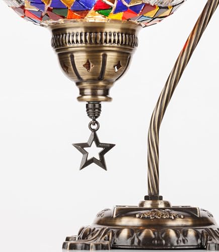 DEMMEX Authentic Turkish Moroccan Mosaic Table Lamp, Handcrafted, 15" I3208
