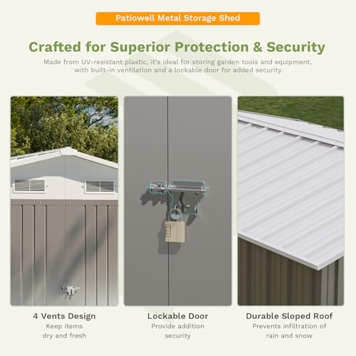 Patiowell 5x3 FT Outdoor Storage Shed with Sloping Roof and Lockable Door, Brown L4971