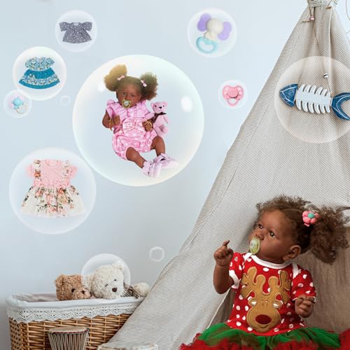 ADFO Reborn Baby Dolls Black Girl 22 Inch Soft Body Realistic with Feeding Kit & Gift Box F6687