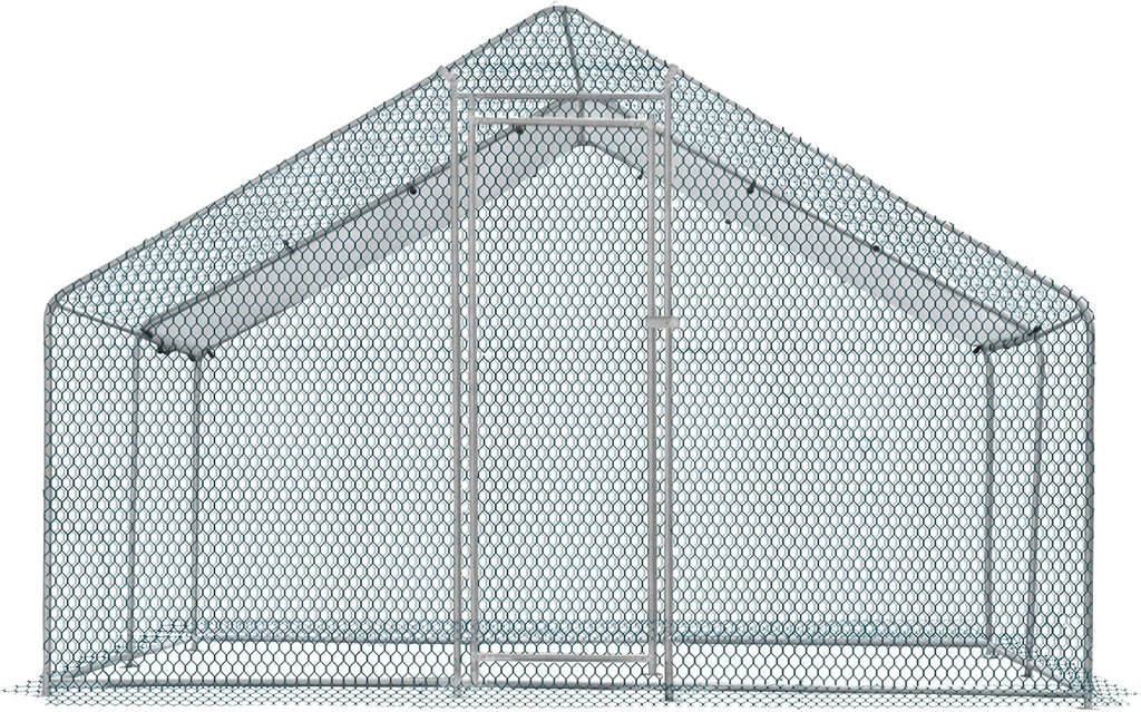 13 x 10 ft Metal Chicken Coop with Waterproof Cover, Walk-in Poultry Cage E9157