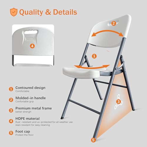 Folding Plastic Chair 450 lb Capacity White 4-Pack S700534