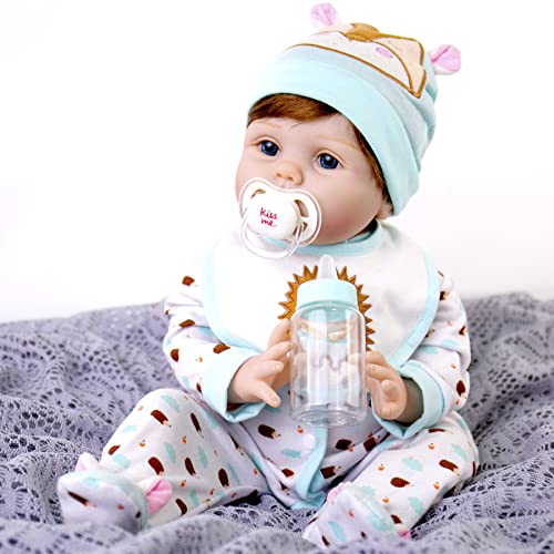 Aori Reborn Baby Dolls Boy 22 Inch Realistic Newborn Doll with Teddy Toy Q5061