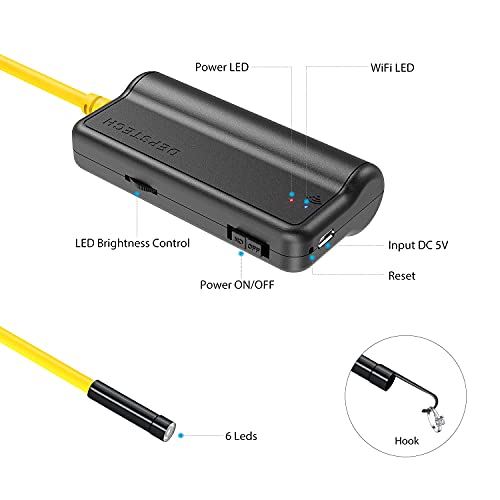 DEPSTECH Wireless Endoscope 5.0MP HD Inspection Camera with Light, 16.5FT Semi-Rigid Snake, for iPhone & Android F141241