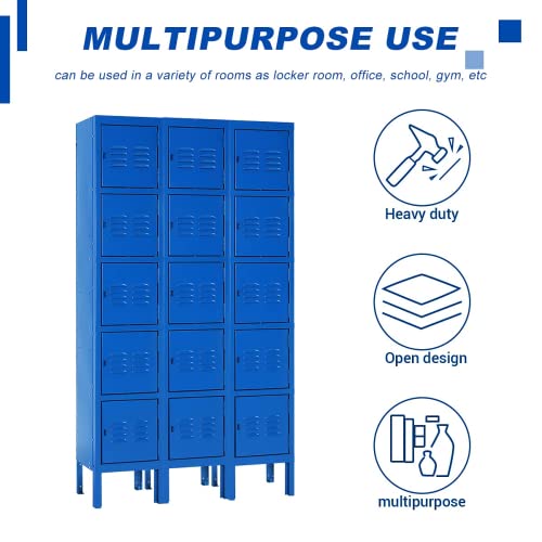 Bonusall Metal Locker 3-Tier Steel Storage Cabinet, 3 Doors Grey H746