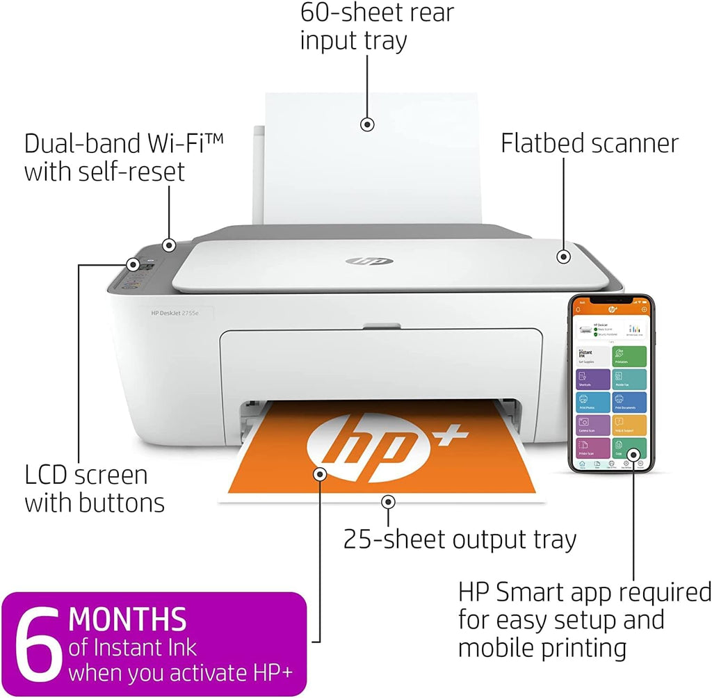 HP DeskJet 2755e Wireless All-in-One Printer (Renewed) N838