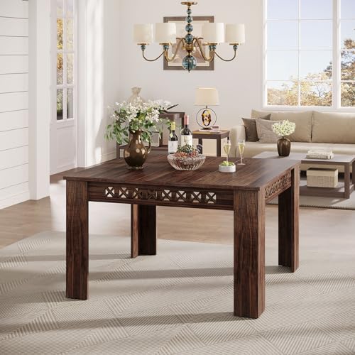 Tribesigns 43" Square Farmhouse Wood Dining Table for 4, Rustic Brown Z457332