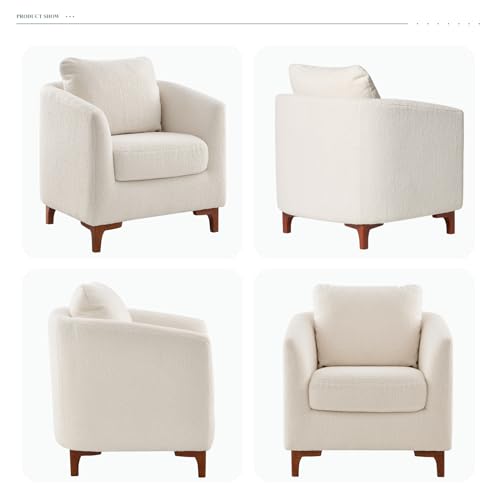 COLAMY Sherpa Accent Chair with Storage Ottoman Set, Cream E290651