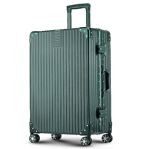 Aluminum Frame Hardside Luggage with Spinner Wheels and TSA Lock, 8 Spinner Wheels Luggage Lightweight Carry On Suitcase, Rolling Luggage Carry on for Travel/business (26 inch, Rose Gold+White)