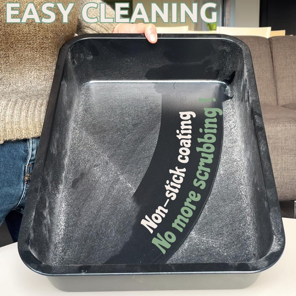 Jumbo Stainless Steel Litter Box with Lid, Non-Stick Coating, Includes Scoop V85682