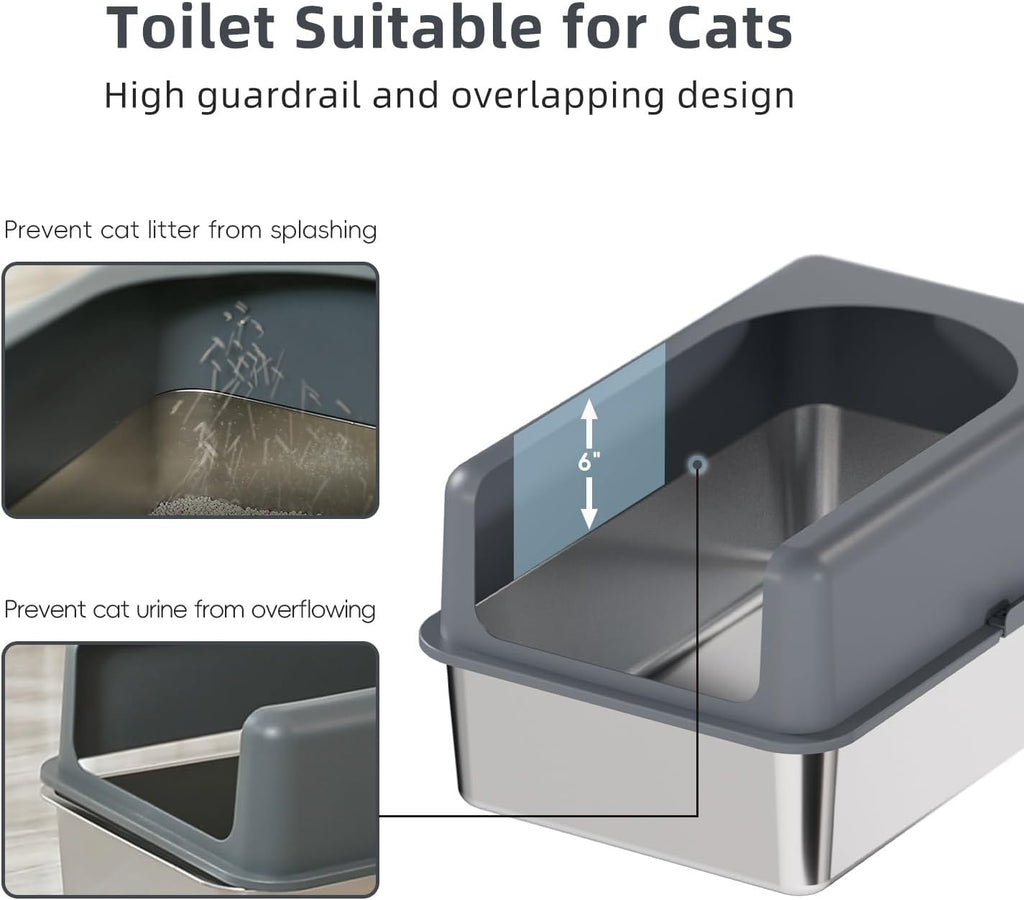 Stainless Steel Cat Litter Box with Lid, Extra Medium, Easy-to-Clean W614
