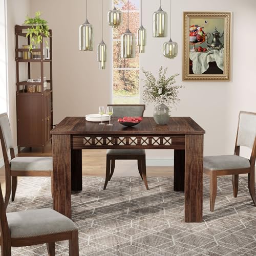 Tribesigns 43" Square Farmhouse Wood Dining Table for 4, Rustic Brown Z457332