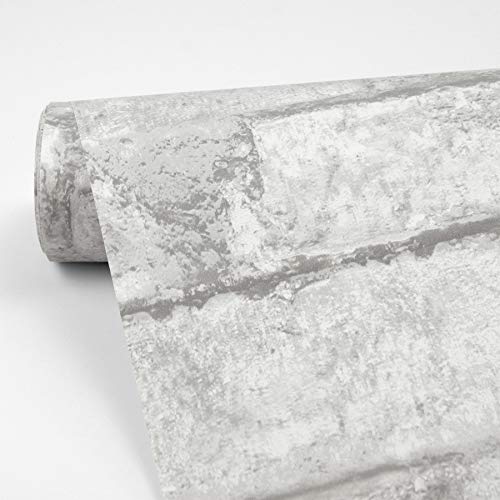 InHome NHS3709 Denver Brick Peel Stick Wallpaper, White T848303