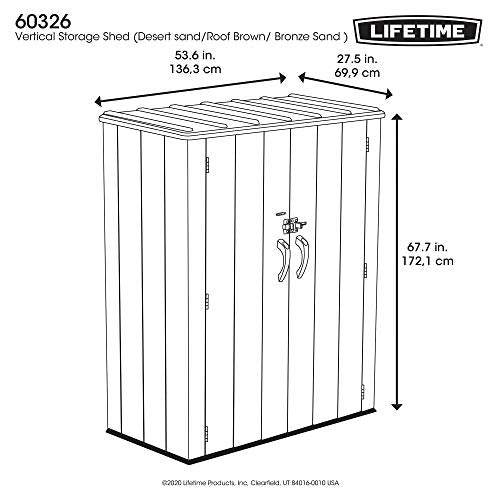 Lifetime 60326 Vertical Storage Shed, Desert Sand E707