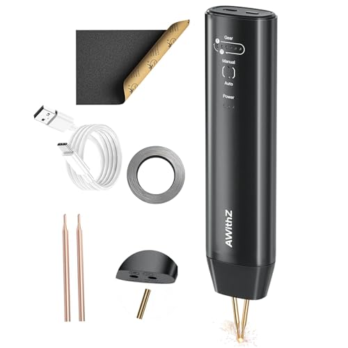Battery Spot Welder, AWithZ Handheld Spot Welder 11 Gear Adjustable, Automatic and Manual Modes Battery Welder for 18650 Battery, Welding Nickel Sheets, Iron (Black-H1)