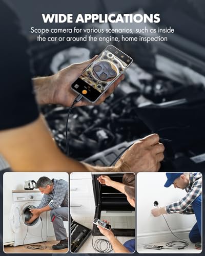 Anykit 1080P HD Dual Lens Endoscope Camera with 8 LED Lights, 16.5ft Semi-Rigid Snake Camera H9256