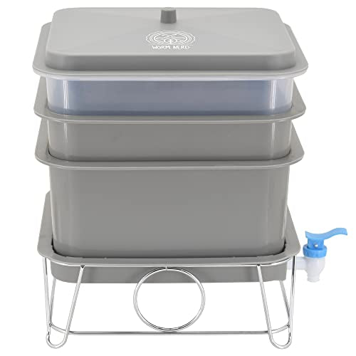 WN54 4-Tray Worm Composting Bin Kit with Coco Coir Brick O255