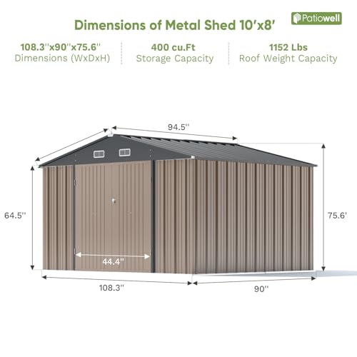 Patiowell 5x3 FT Outdoor Storage Shed with Sloping Roof and Lockable Door, Brown L4971